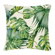 Tropical Palm Leaves Cotton Linen Pillow Cover 18x18"