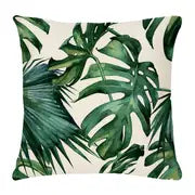 Tropical Palm Leaves Cotton Linen Pillow Cover 18x18"